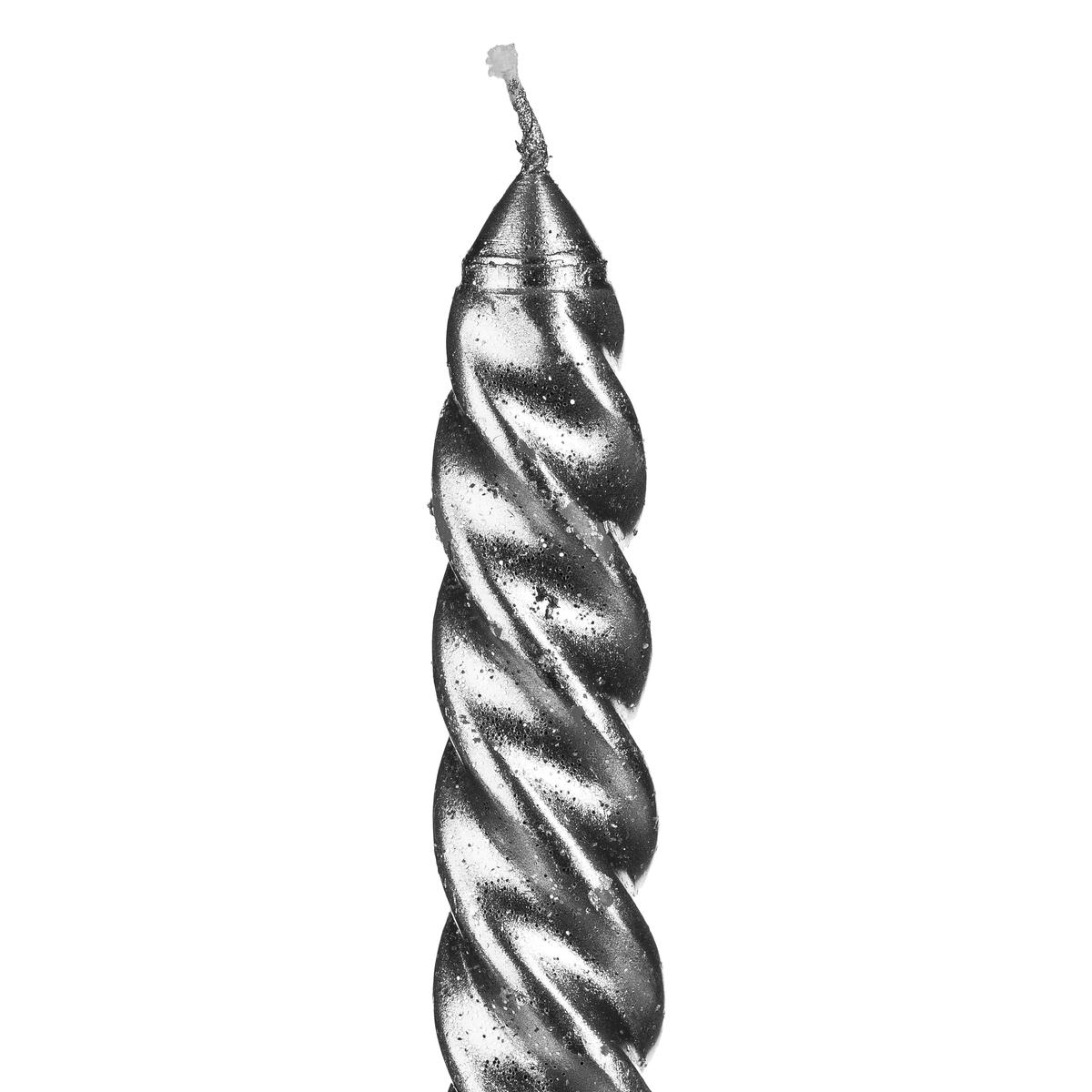 BOUGIE BATON X4 PIECES PAILLETTE TWIST ARGENT 48G