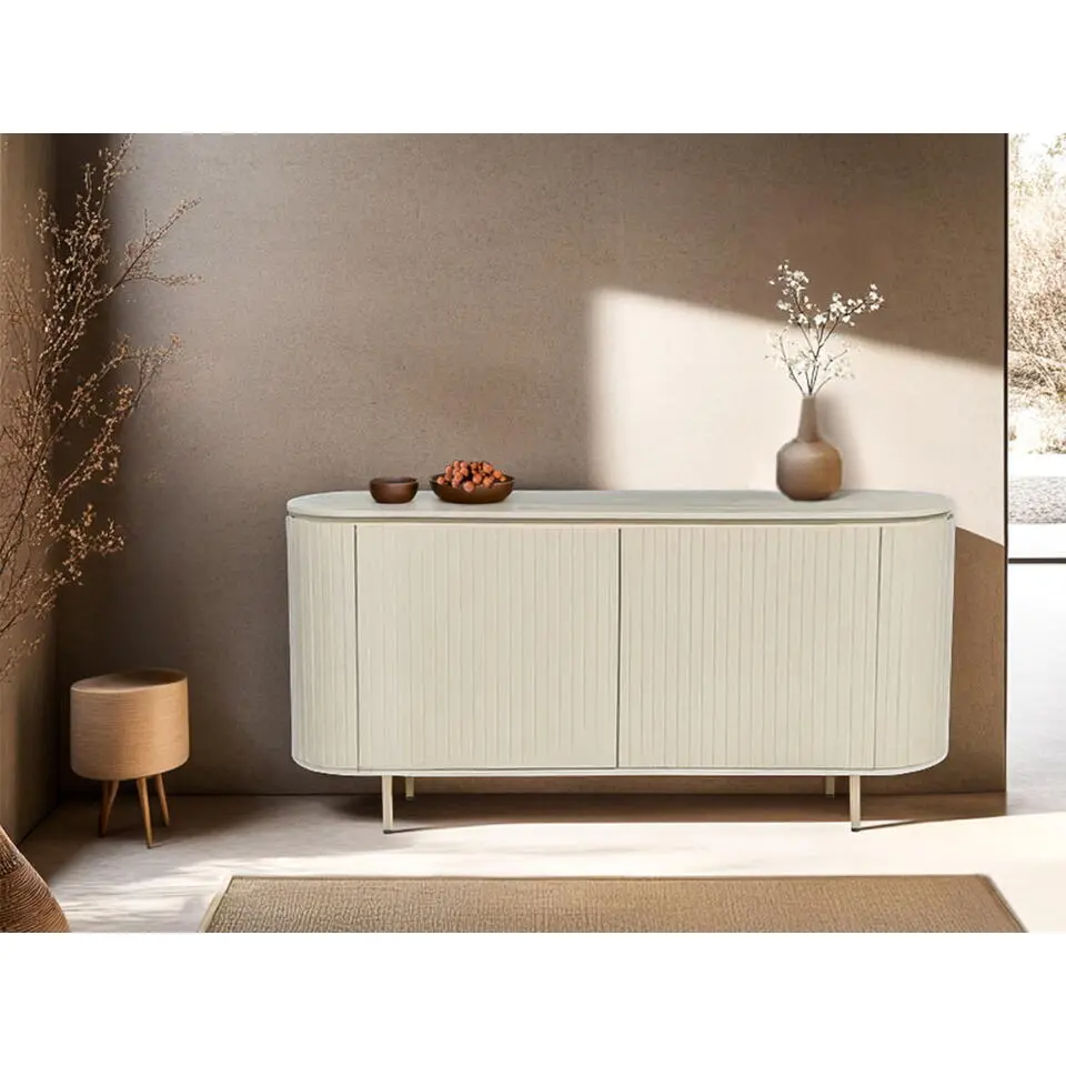 Dressoir Beige Mangohout - Metaal - 170x43x81cm - Patou