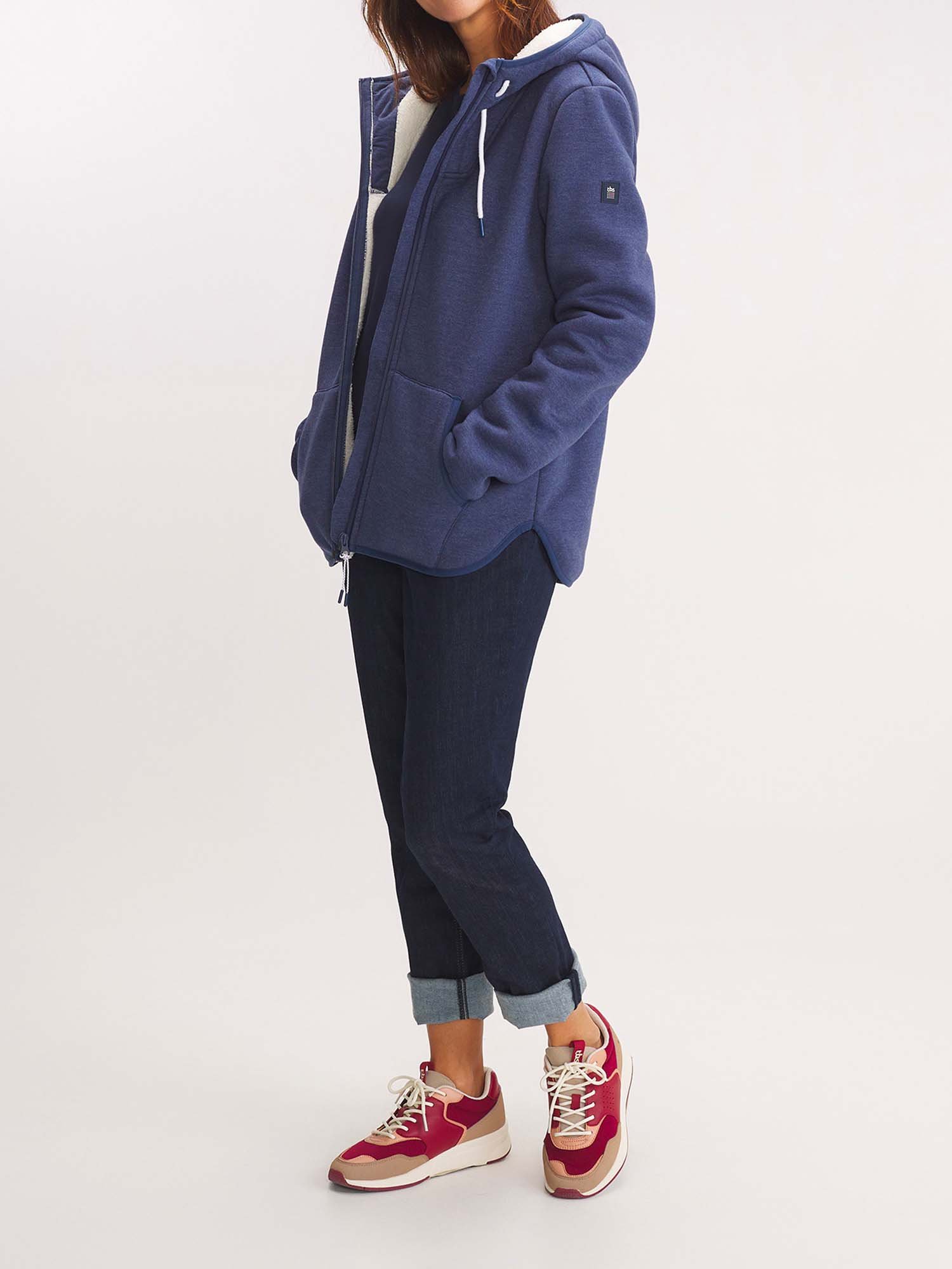 Polaire Femme Doublée Sherpa Bleu