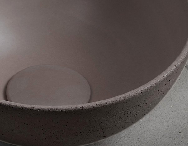 Sapho Minor toilet waskom beton 26cm donkerbruin met houder links