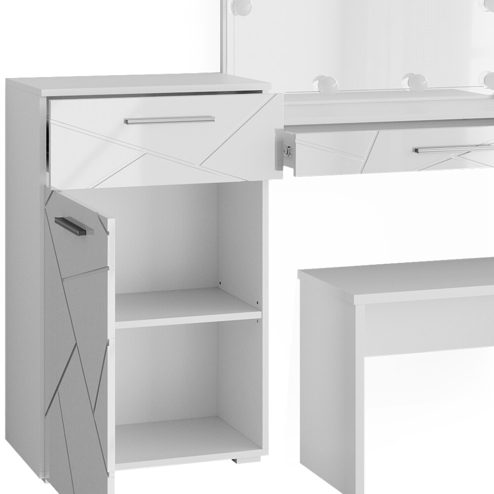 Vicco Schminktisch Frisiertisch Frisierkommode Little Irma Weiß Spiegel LED Bank