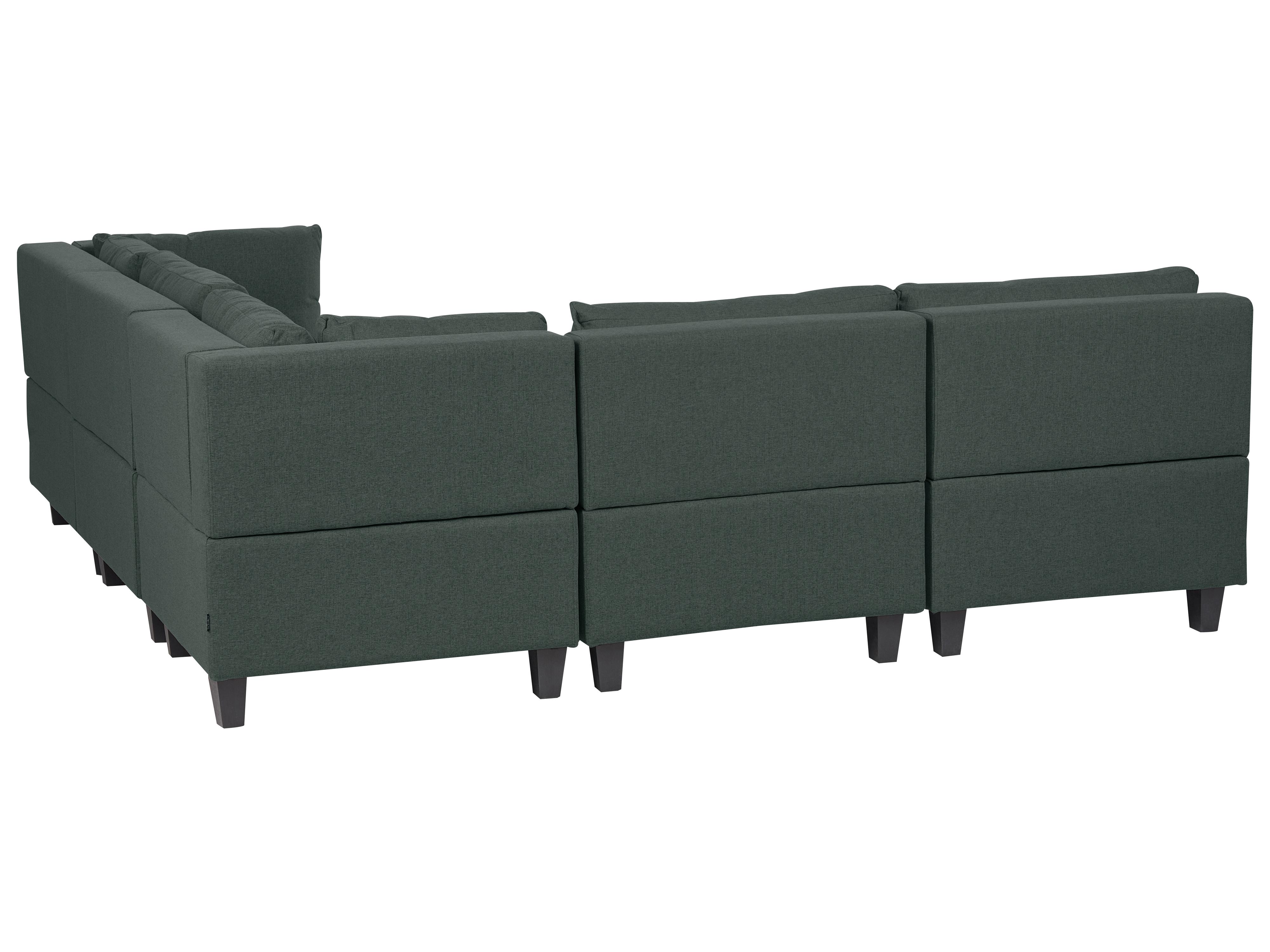 Modulaire hoekbank 5-zits UNSTAD Stof Donkergroen met ottomaan linkszijdig