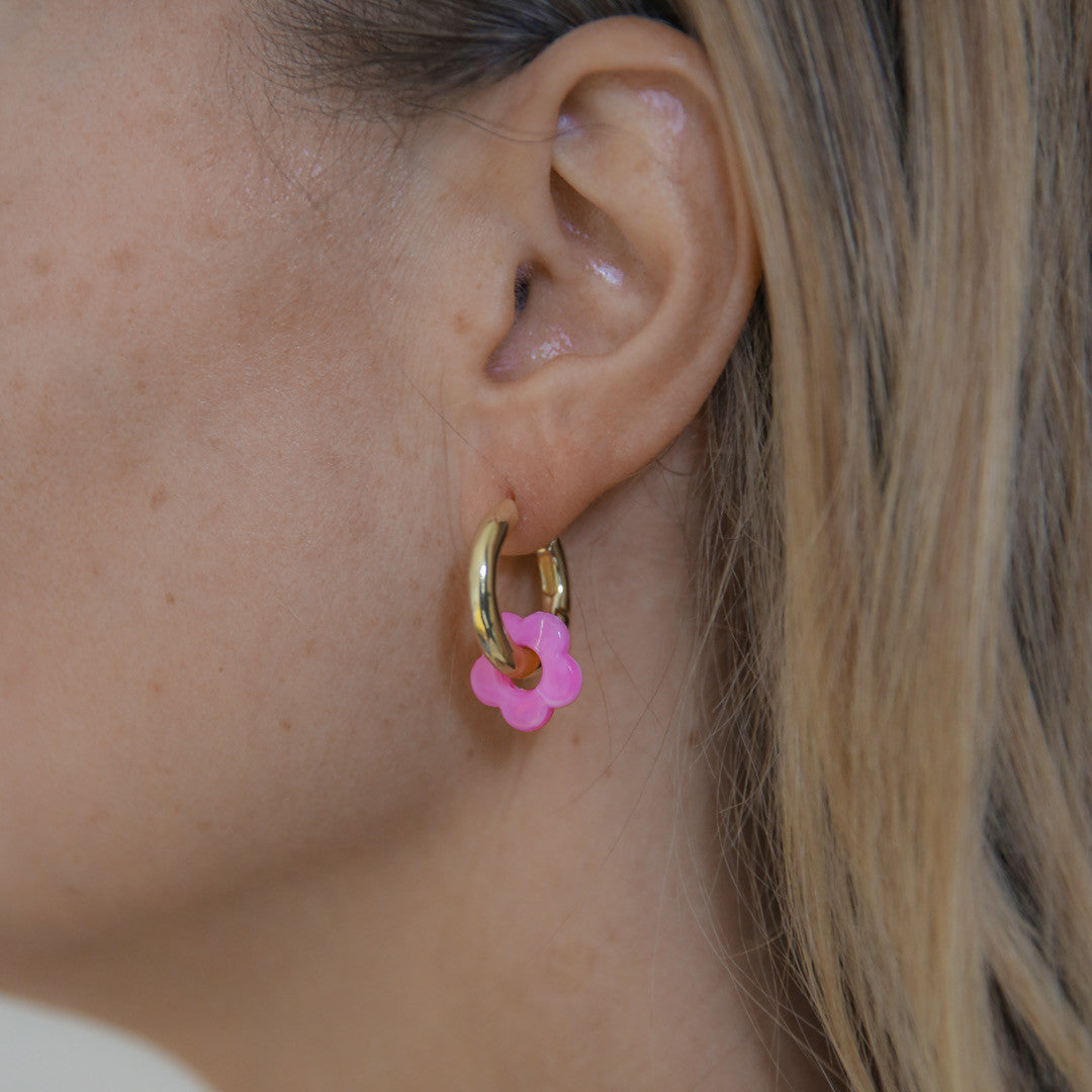 Kreolen Hoop Flower pink