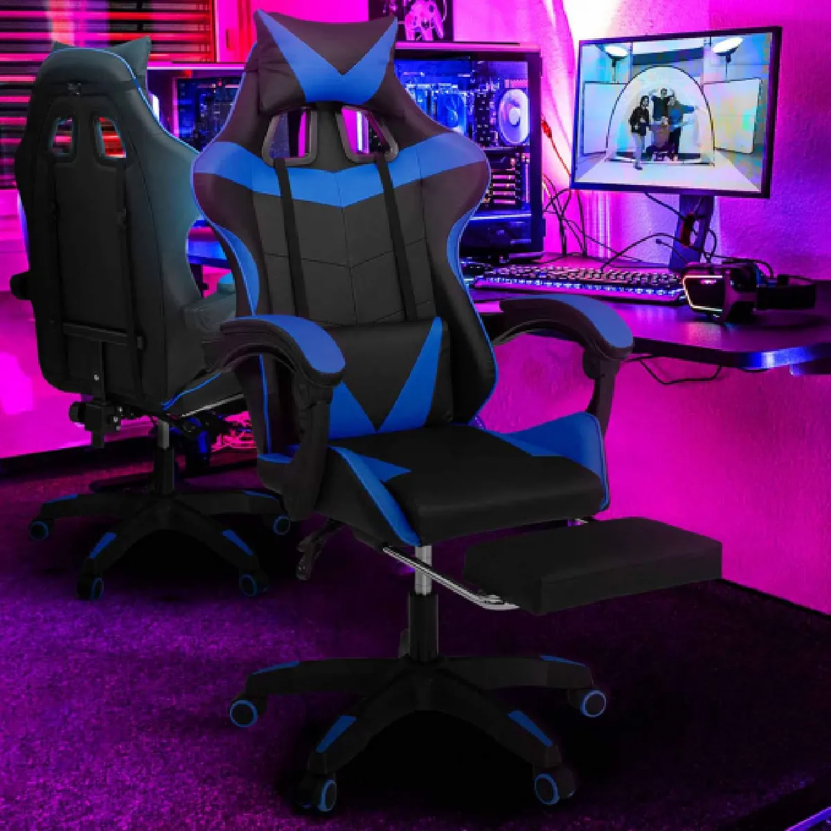 Idmarket MARKET Fauteuil gaming ALEX - Noir/Bleu