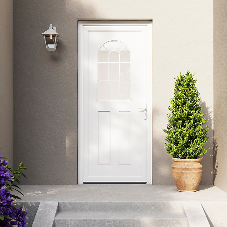 Porte d'entrée FORTIA pvc blanc RAL 9003 Ameglia 97 x h.219 cm poussant gauche