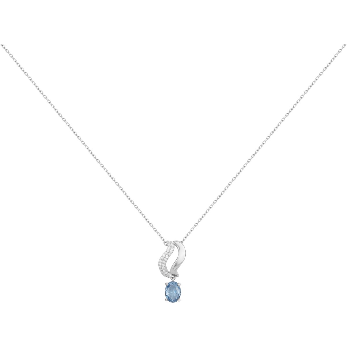 Collier Joséphine en Argent avec oxyde de zirconium bleu topaze
