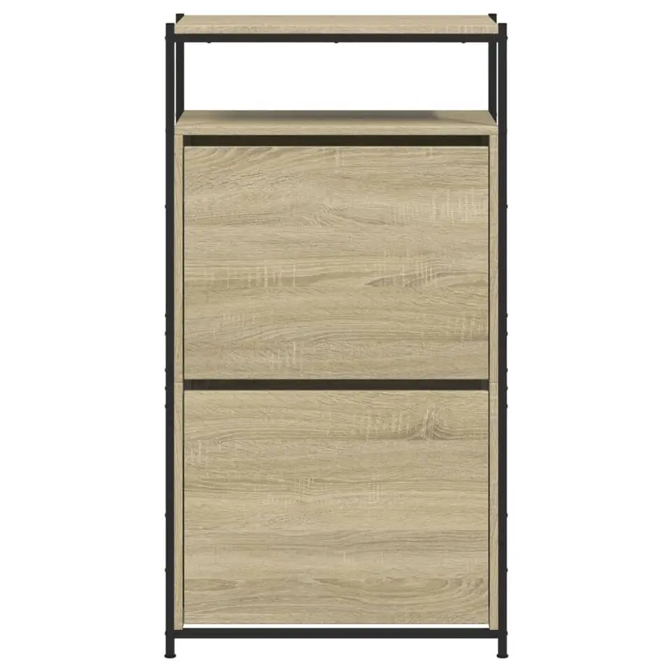 vidaXL - Schoenenkast 6 paar met 2 kleppen - Sonoma eiken - Hout - 60x34x112 cm