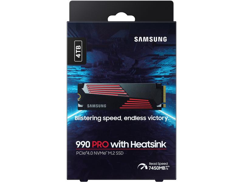 Samsung SSD 990 PRO Heatsink M.2 2280 NVMe 4000 GB M. 2-Solid State Drive für Gamer mit 4000 GB und Kühlkörper