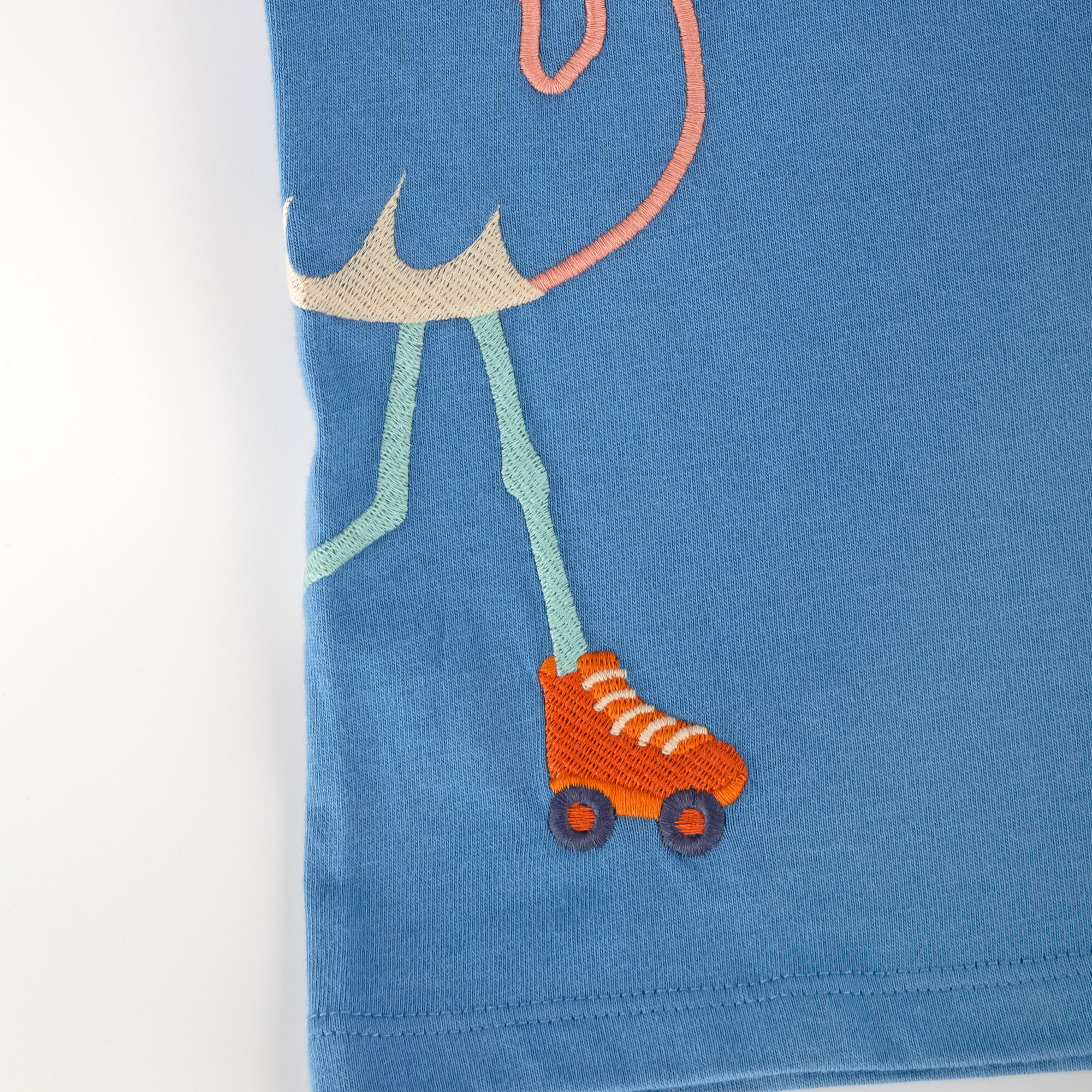 T-Shirt M - SKATING FLAMINGO in blau