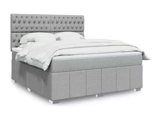 Sommier à lattes de lit avec matelas Gris clair 180x200cm Tissu