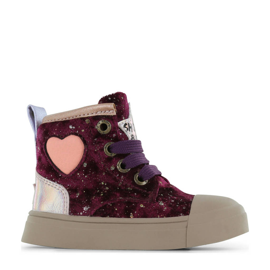 Shoesme fluwelen sneakers bordeauxrood