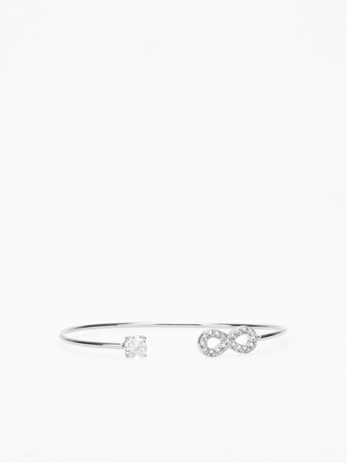 Bracelet jonc fin à strass- Argenté