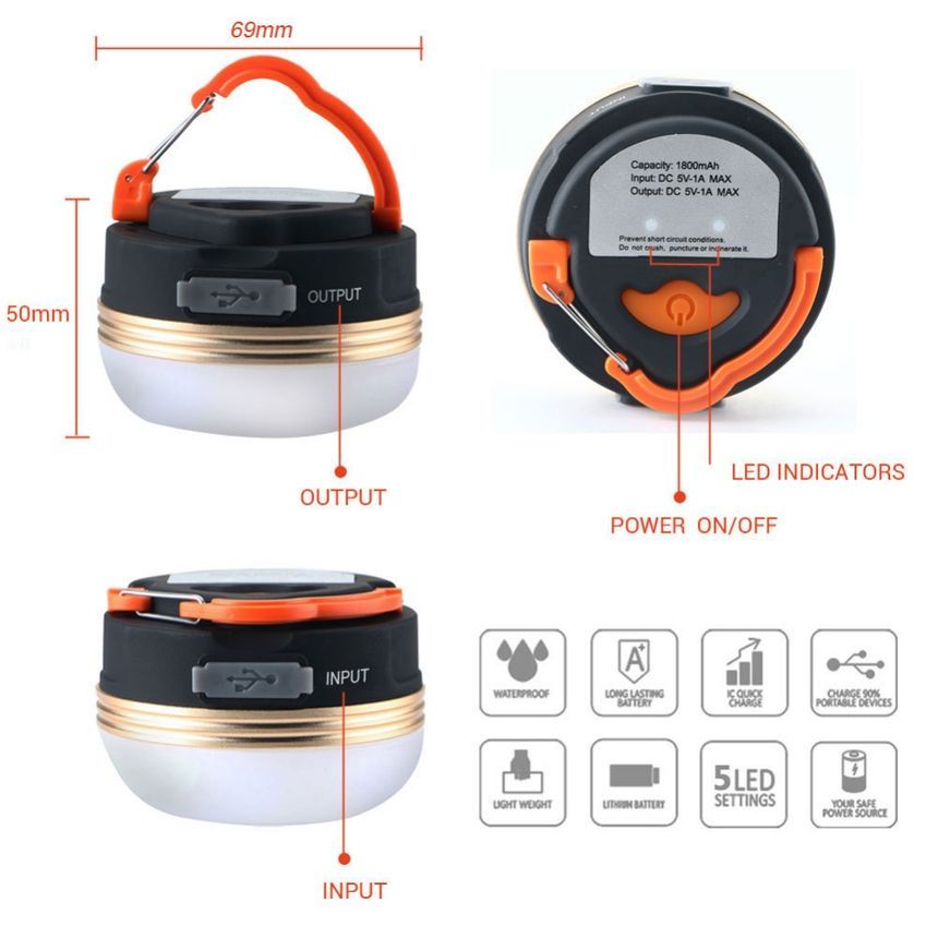 HOMTEC - USB oplaadbare LED-kampeerlamp