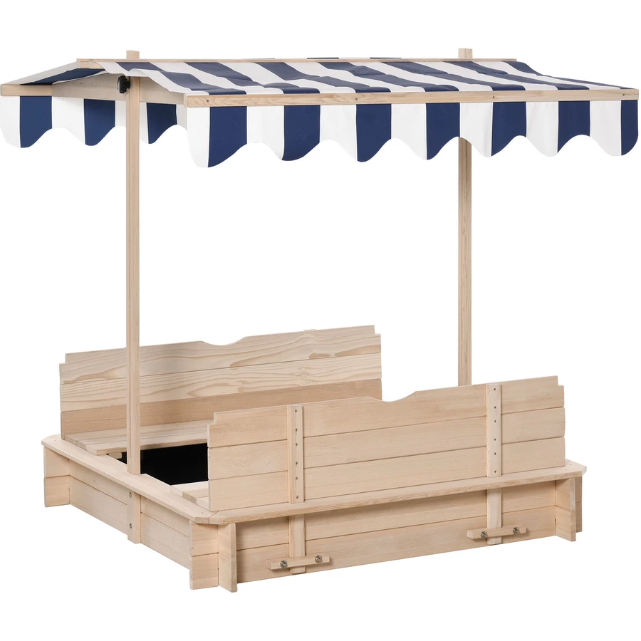 Outsunny Sandkasten mit verstellbarem Dach natur