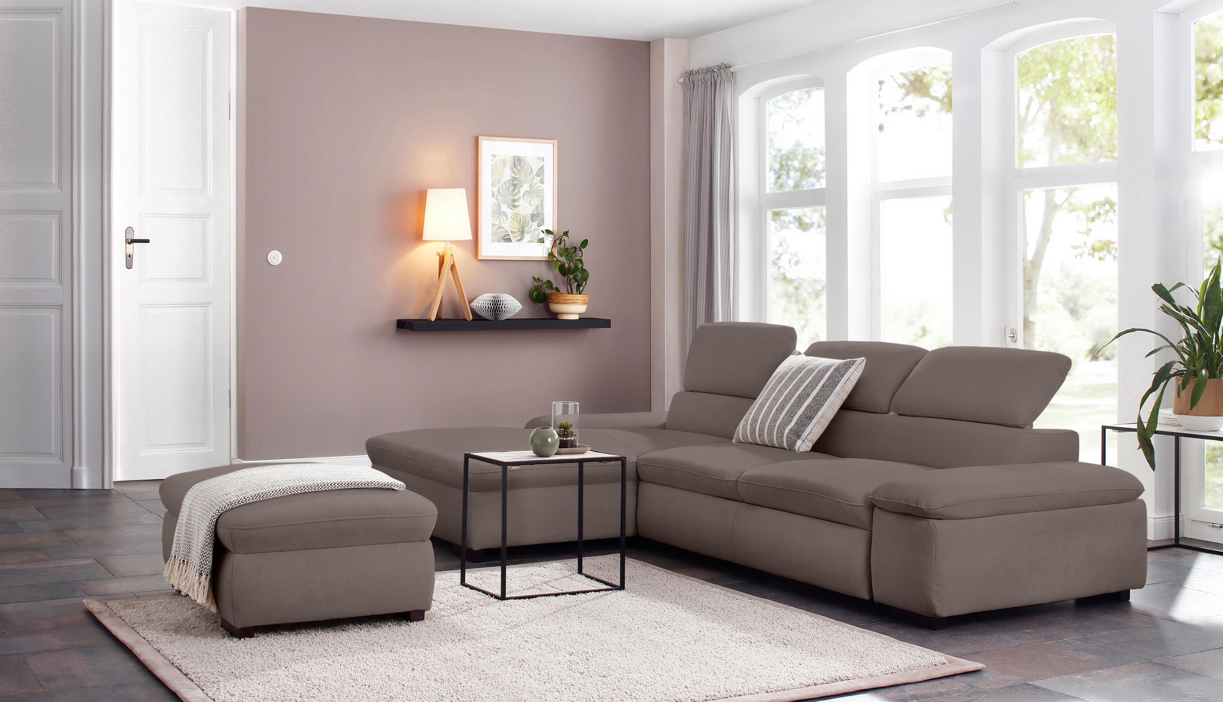 Home affaire Ecksofa »Alberto L-Form« mit Kopfteilverstellung, wahlweise mit Bettfunktion