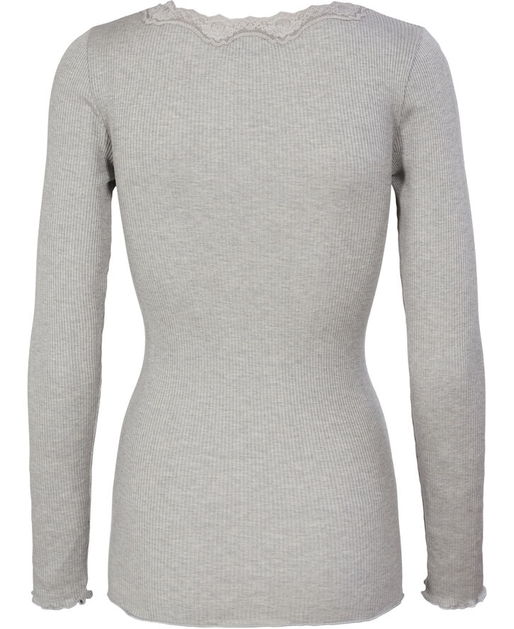 Rosemunde Silk t-shirt regular ls w/rev vinta Grå