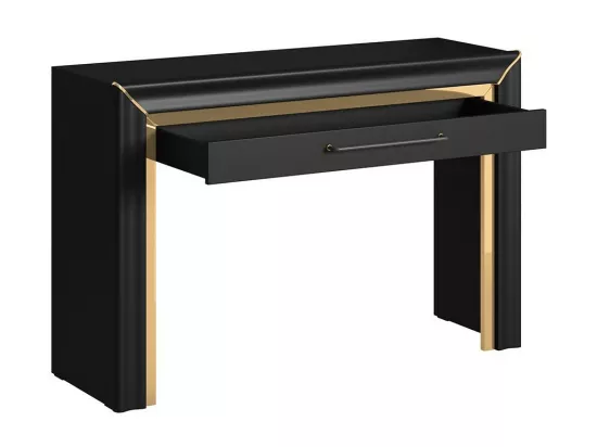 Bureau console design collection DOHA coloris noir mat et finitions dorées