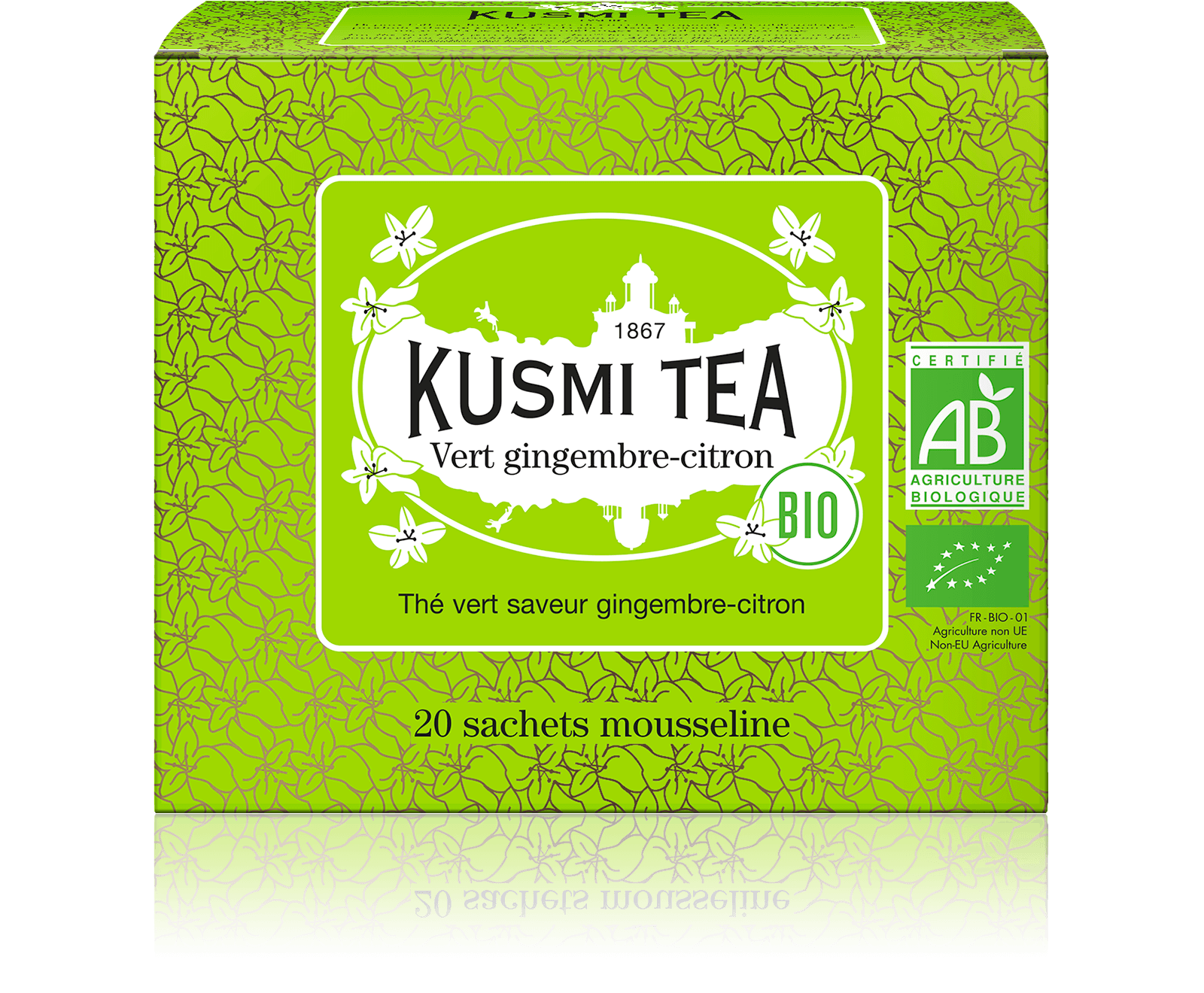 Vert gingembre-citron-Thé vert bio, gingembre, citron 20 sachets