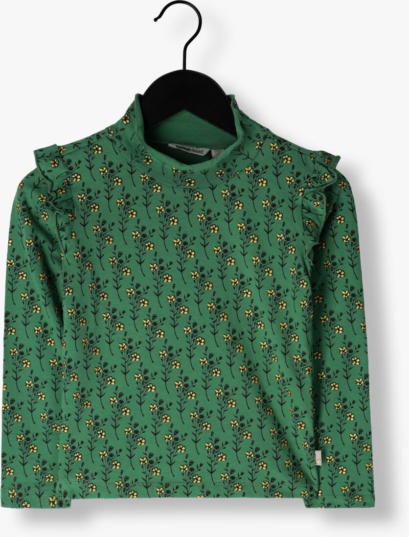 MOODSTREET groene moodstreet  flower print ruffle col