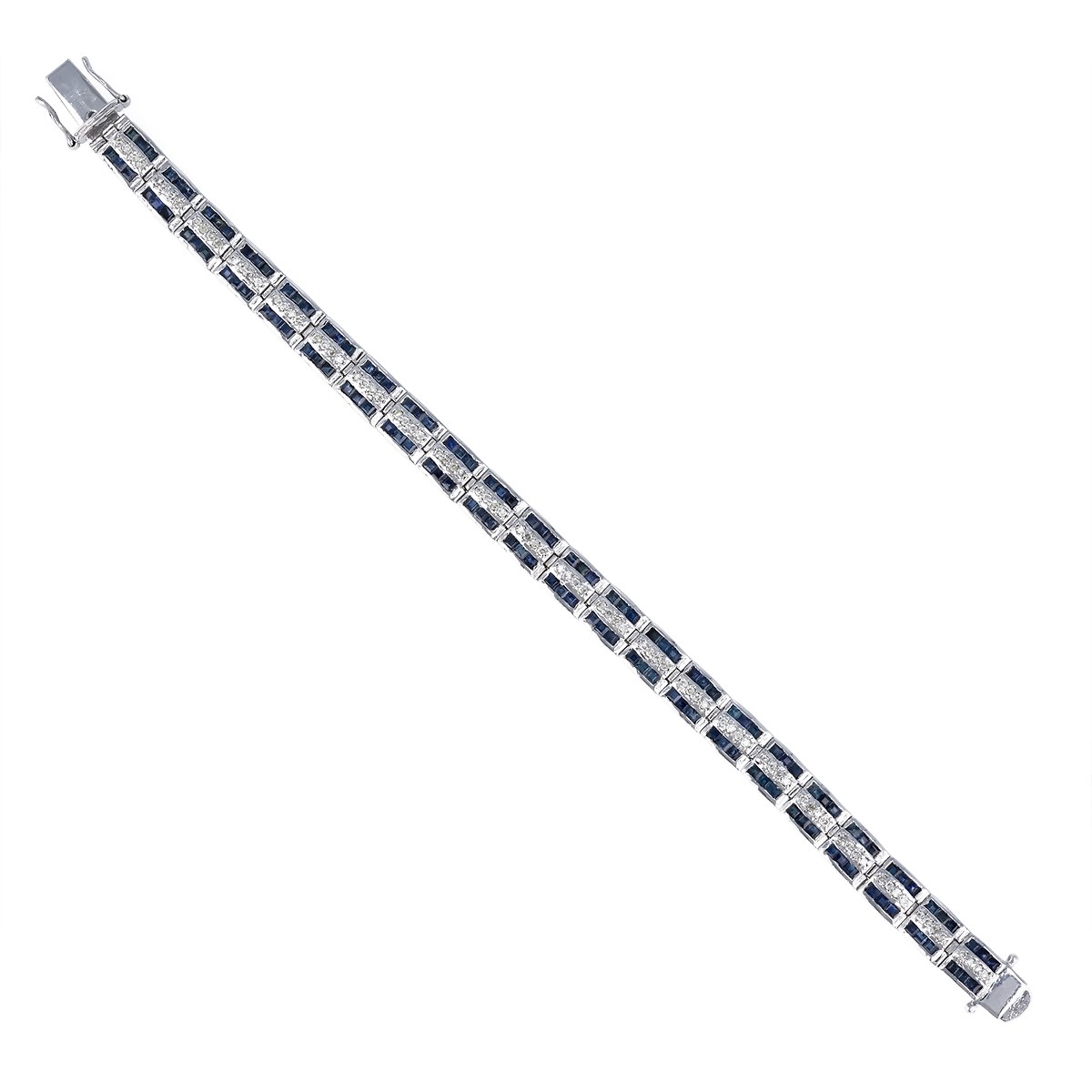 Bracelet Élégant en Saphir et Diamants sur Argent 925 - Aden Bijoux