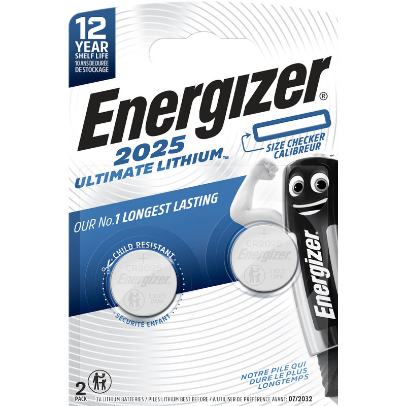 Energizer Knopfbatterien Ultimate Lithium, CR2025, 2 Stück