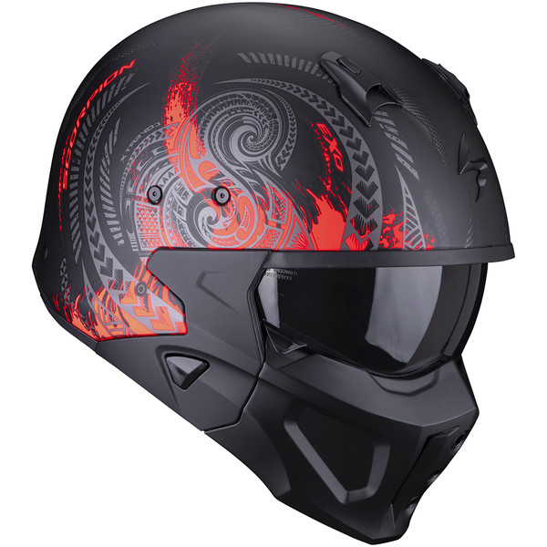 Scorpion - Casque Covert-X Tattoo Noir Mat / Rouge
