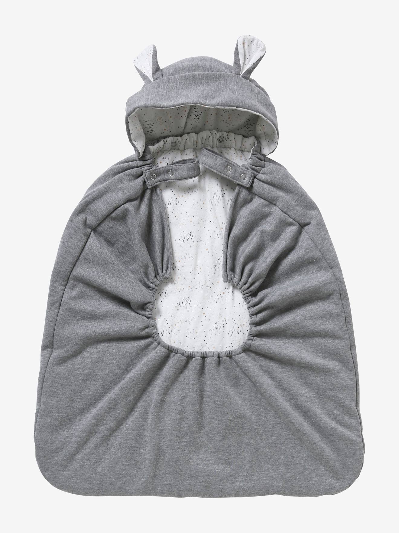 Capa para porta-bebê em pelúcia mesclada cinza claro