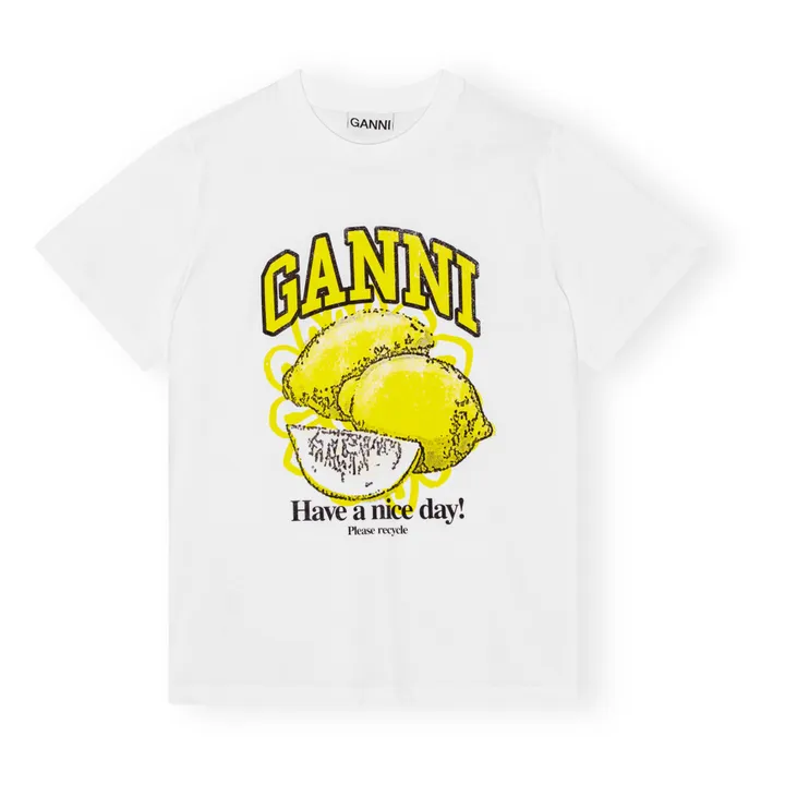 Ganni T-shirt Lemon Relaxed Basic Coton Bio | Blanc