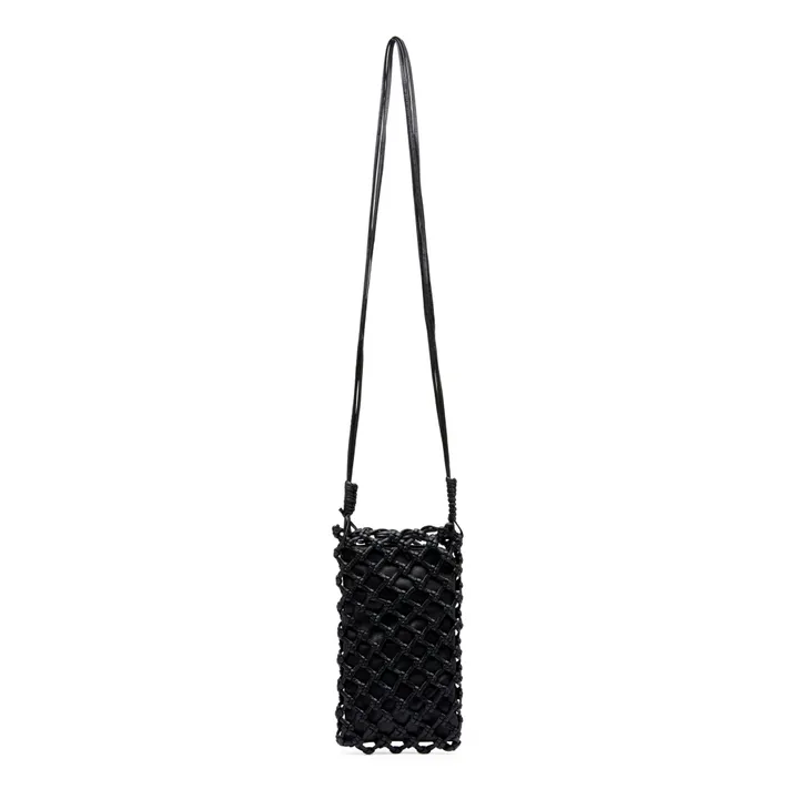 St Agni Porte Téléphone Macrame Sling Cuir | Noir