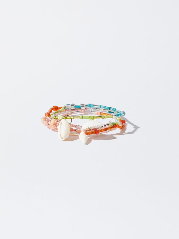 Conjunto Pulseras Elásticas Concha - Multicor