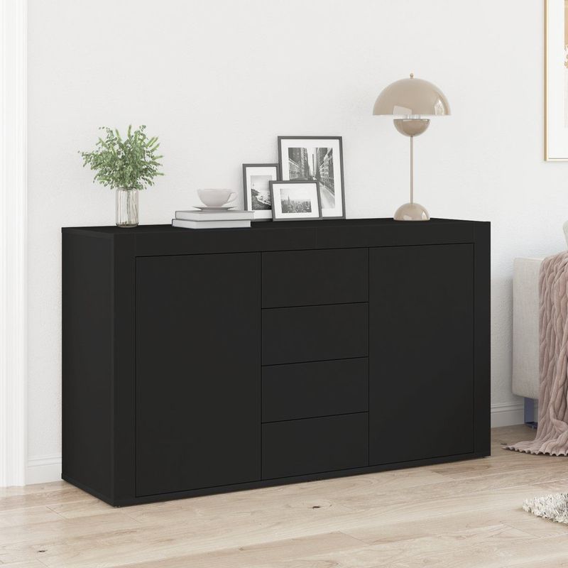 vidaXL - Dressoir - Zwart - Gelaagd Hout - 120x36x69 cm