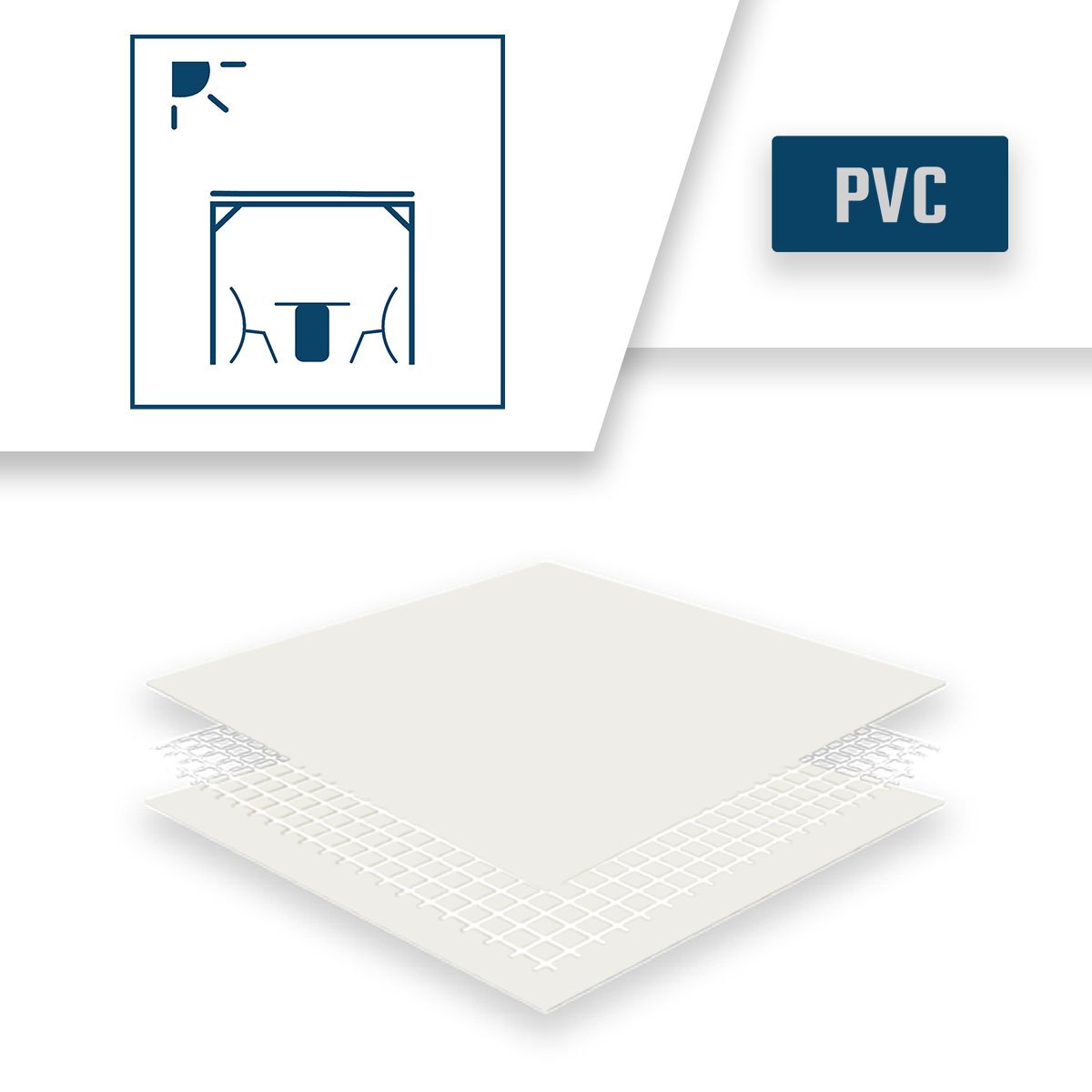 Toile pergola blanc crème 2x3 m - qualité 5 ans tecplast 506pr - bâche pvc