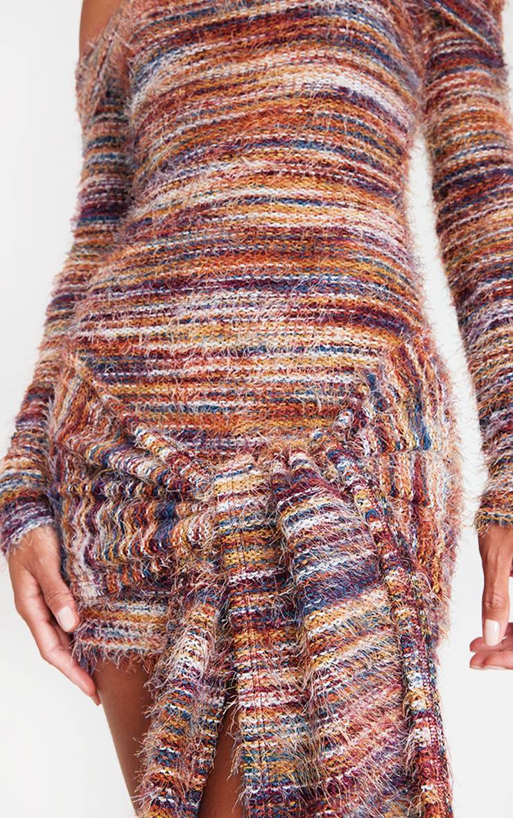 Multicolore Robe Moulante À Épaules Dénudées Avec Détail Drapé Et Texture Brossée
