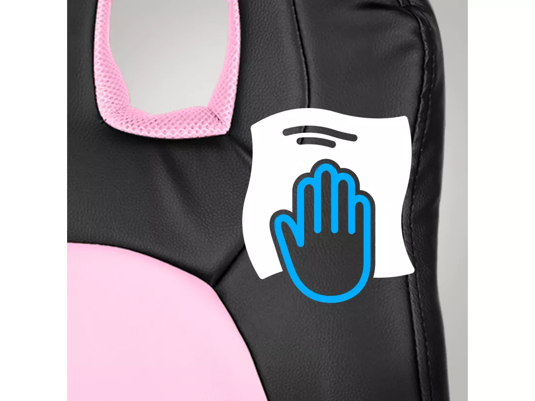 Chaise de bureau - Similicuir & Plastique - Noir / Rose - Fun
