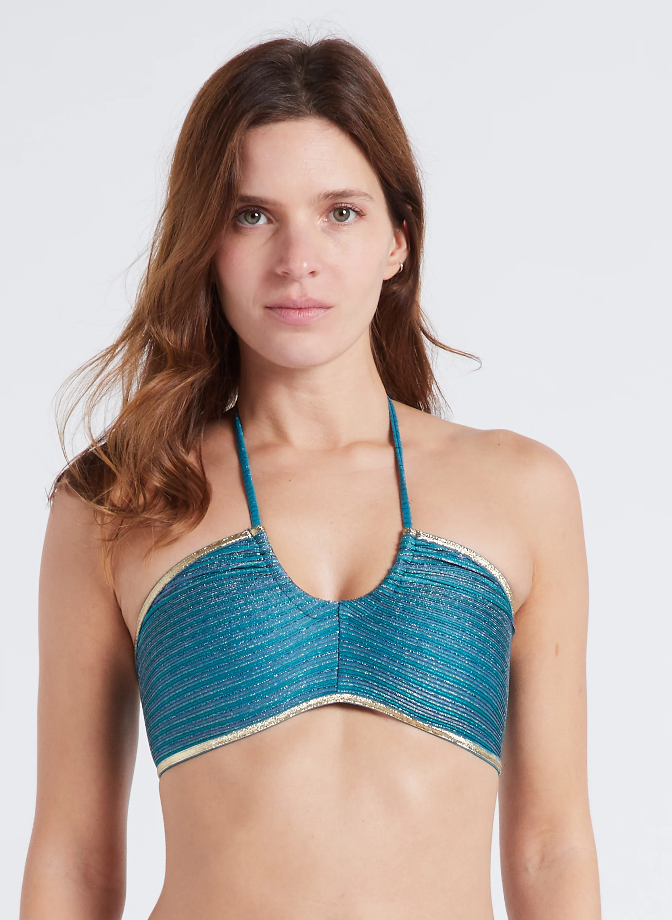 YAS - Haut de bikini bandeau texturé | Bleu