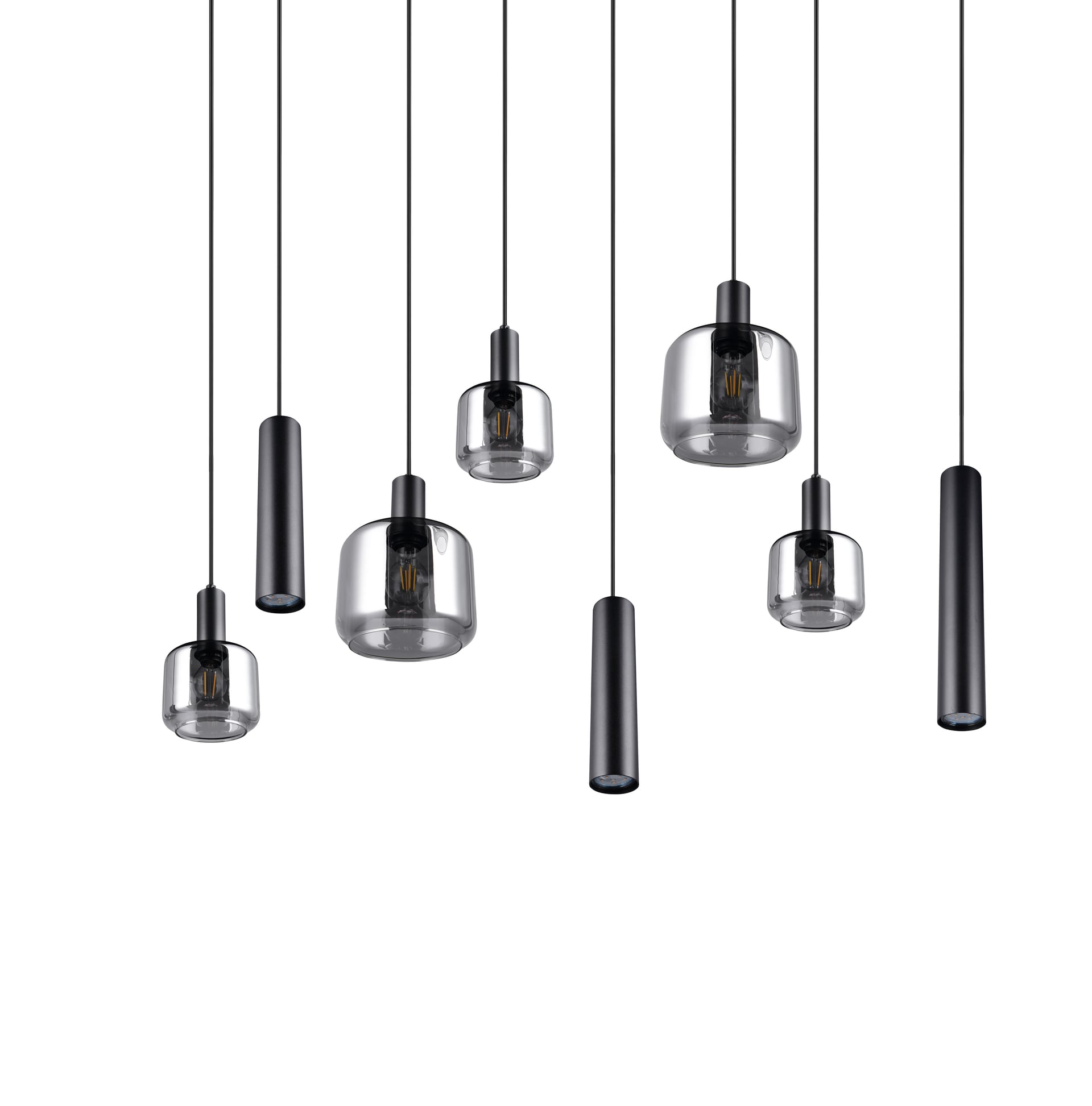 TRIO Retrofit Balkenpendel MATARO 8-flg schwarz /smoke