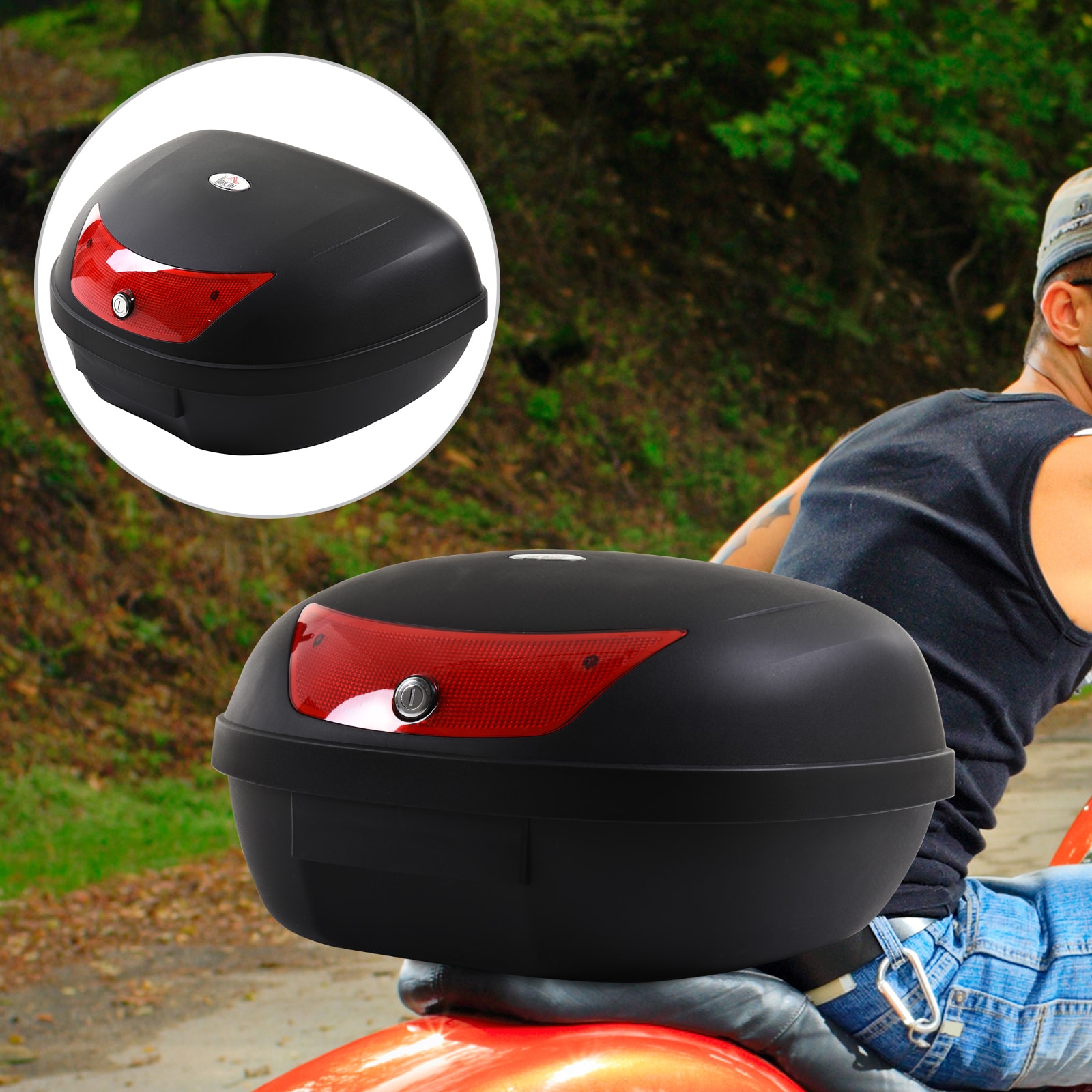 HOMCOM Motorradkoffer für Roller und Mofas schwarz 59 x 43 x 33 cm (LxBxH)