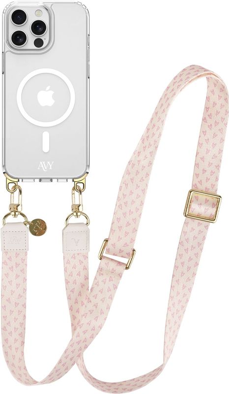 AVY Apple iPhone 13 Pro Max Hoesje met Koord & MagSafe 130CM Cupid Blush