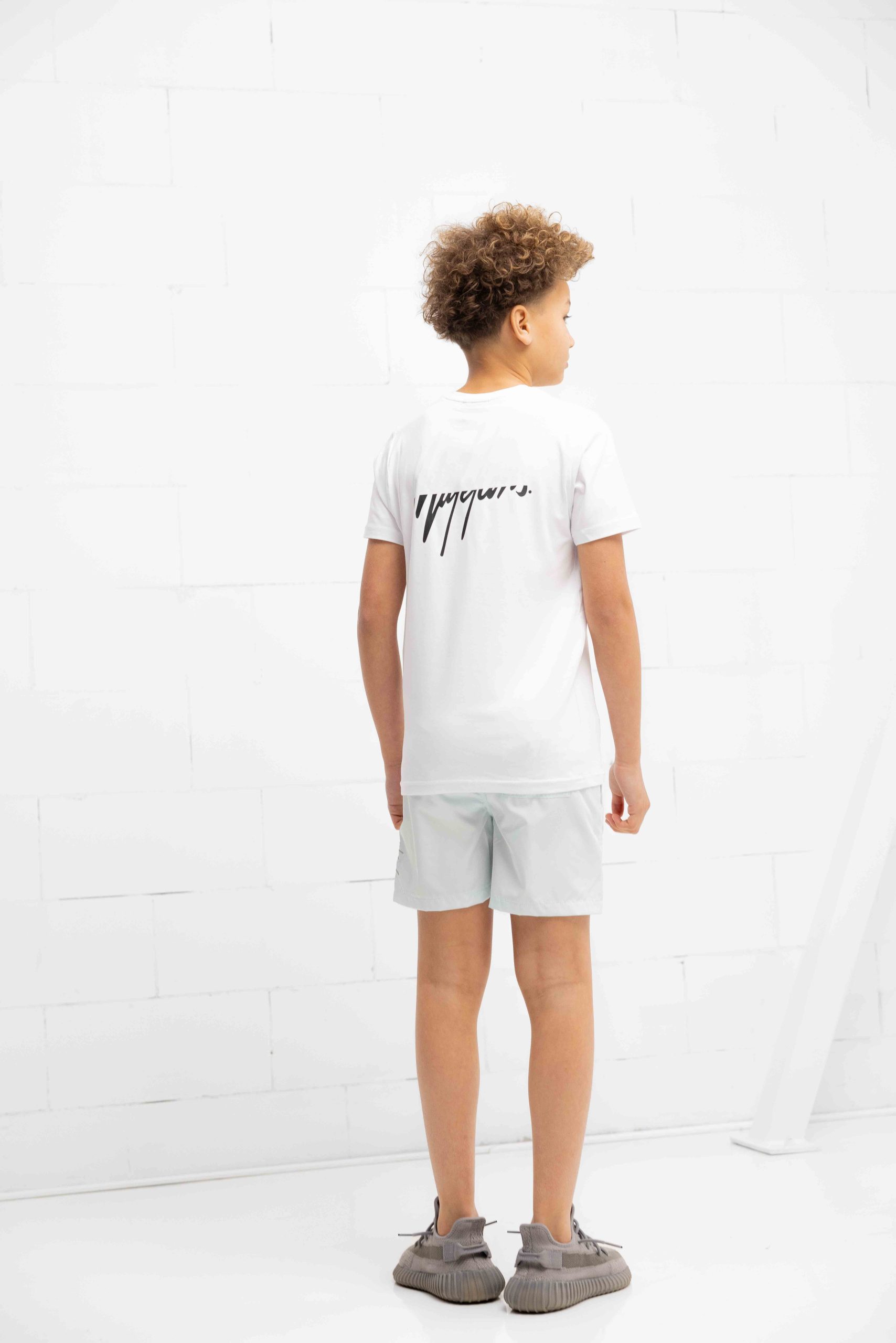 Malelions Split T-Shirt Kids Wit/Lichtblauw