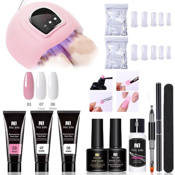 Poly Builder Gel Kit med UV-lampe for Negler / Polygel Nail Art