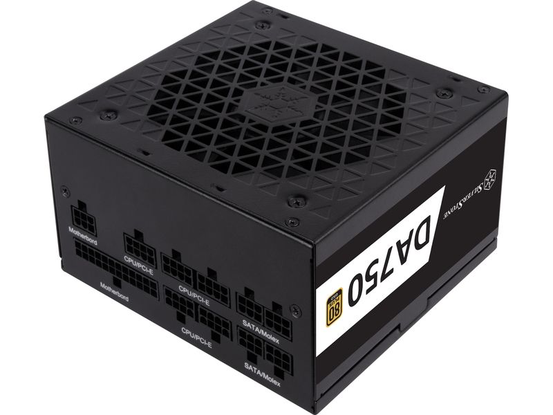 SilverStone Netzteil DA750 Gold 750 W Vollständig modulares ATX-Netzteil mit 120-mm-FDB-Lüfter