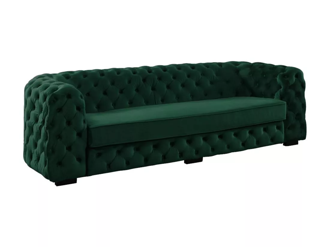 Canapé 3 places chesterfield STANLEY - Velours vert sapin