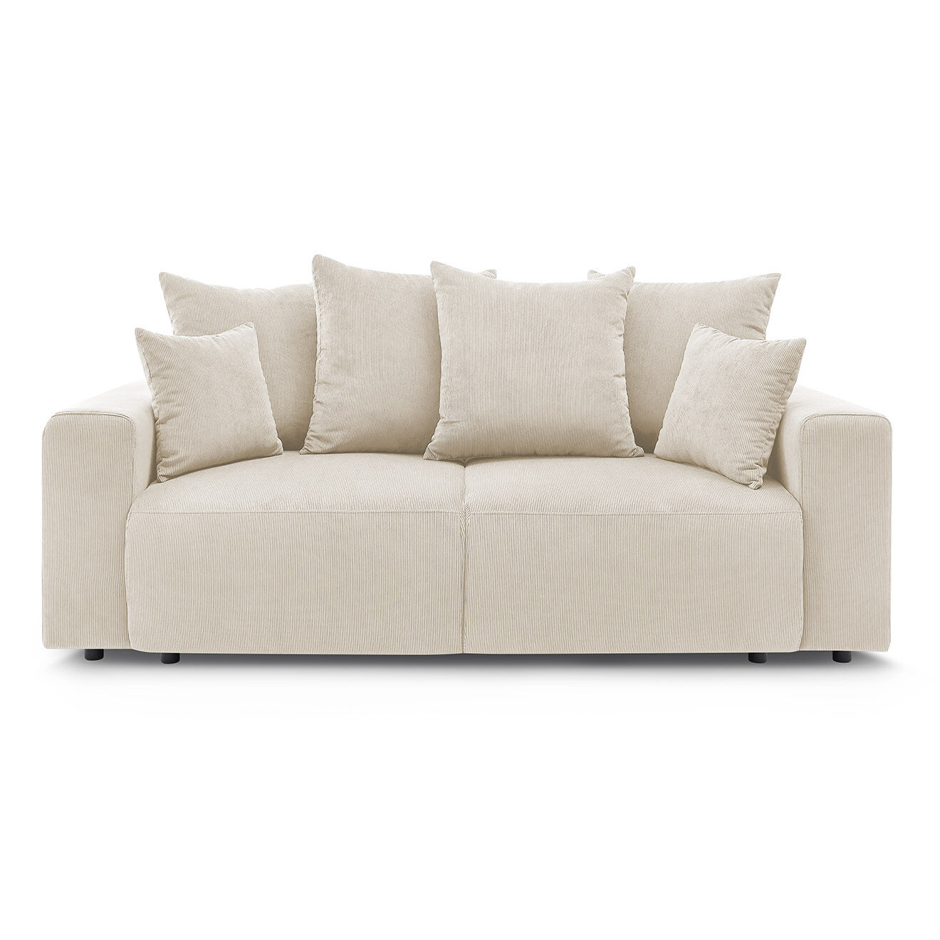 Bobochic Canapé droit fixe 2 places envy velours côtelé beige - 210x100x95 cm