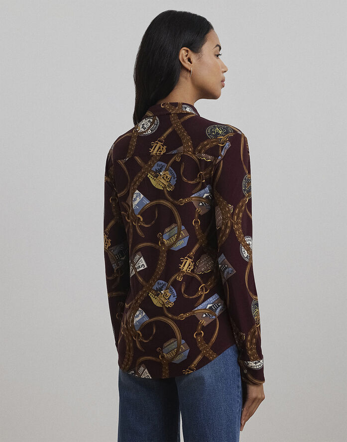 Lauren Ralph Lauren STR CLASSIC JERSEY-LSL-CRD Burgundy multi