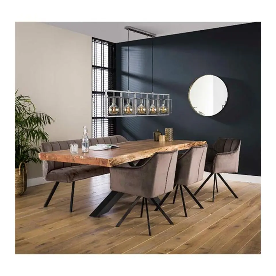 Kalfort Eetkamerbank Kelly velvet antraciet 190x59x84cm