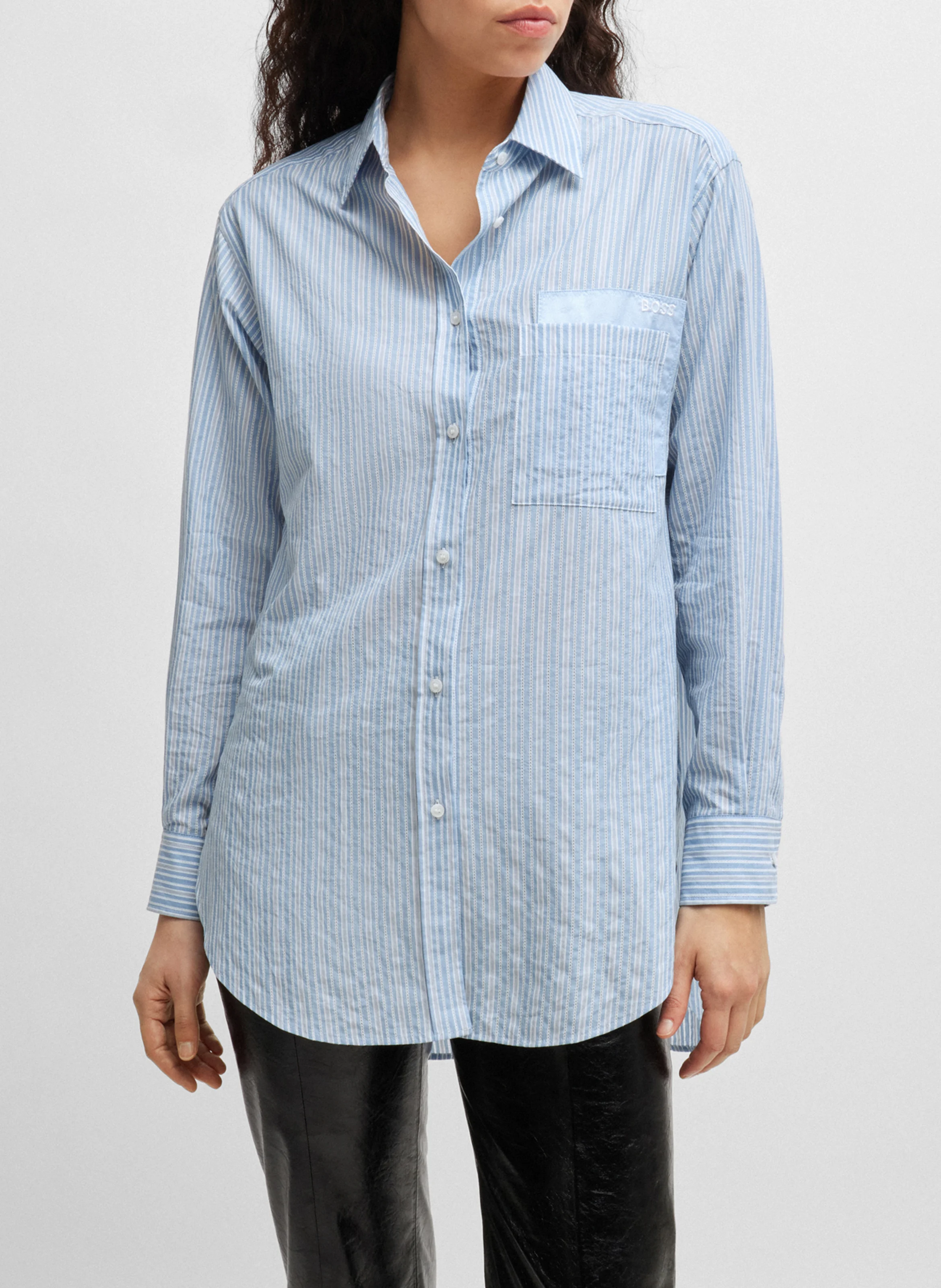 Chemise décontractée rayée en coton | Bleu