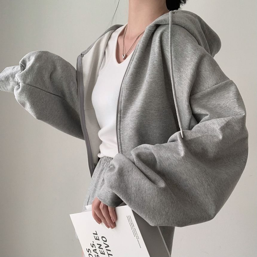 Coris - Effen cropped hoodie met rits
