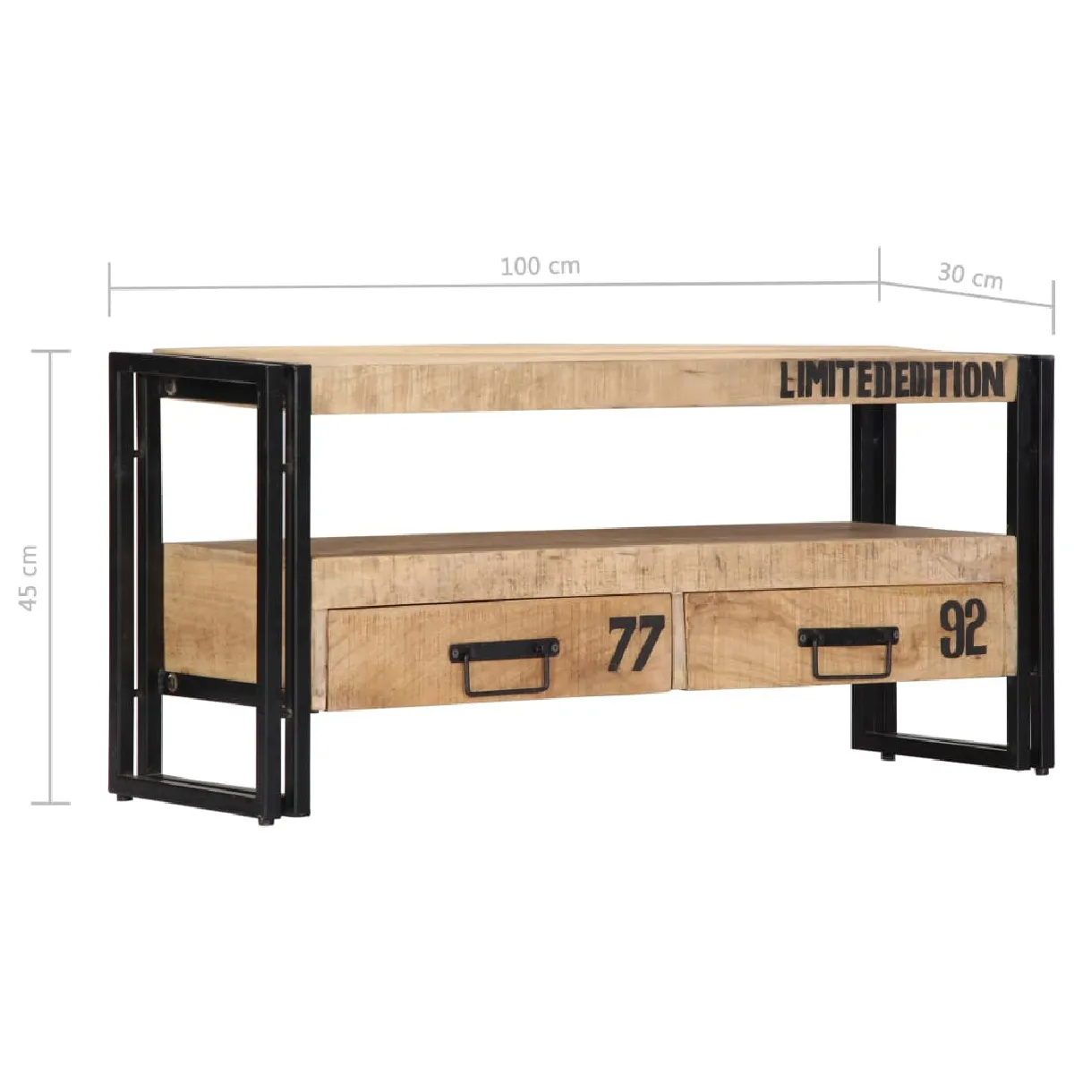 Helloshop26 Meuble TV 100 cm bois massif de manguier