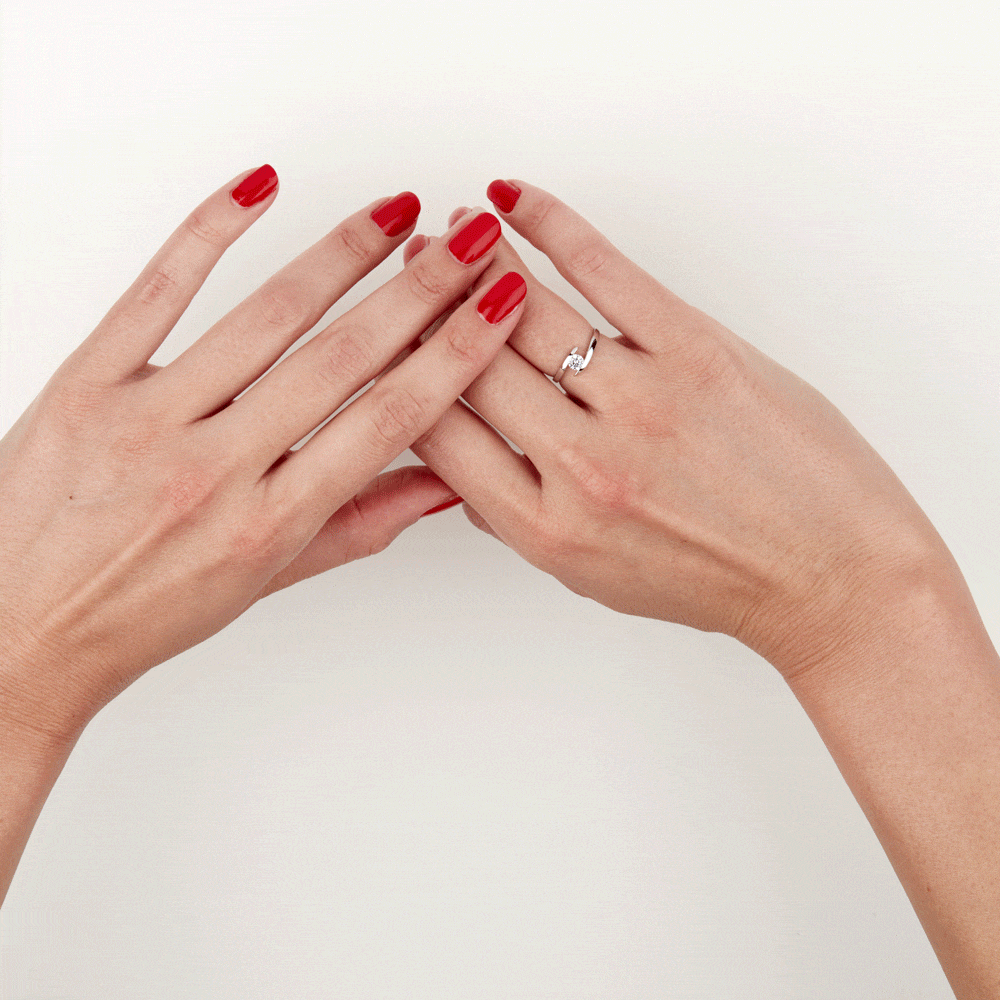 Bague Solitaire Camilia Or Blanc Oxyde De Zirconium