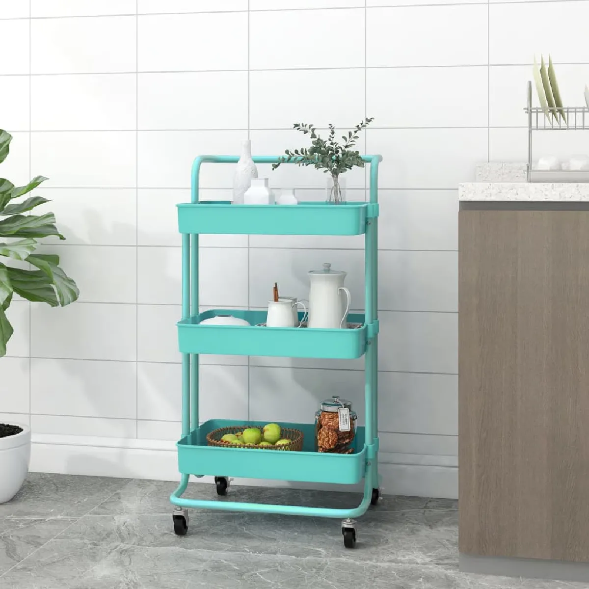 VIDAXL - Chariot de cuisine Turquoise